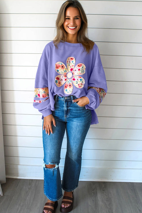 floral patched sweatshirt
