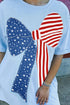 Beau Blue Patriotic Big Bow Stitched T Shift Mini Dress