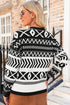 Black Abstract Print Pullover Sweater