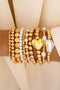 Gold Alloy Plated Pearl Beading 10pcs Bracelet Set