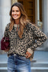 Black Leopard Drop Shoulder Chunky Knitted Cardigan Sweater
