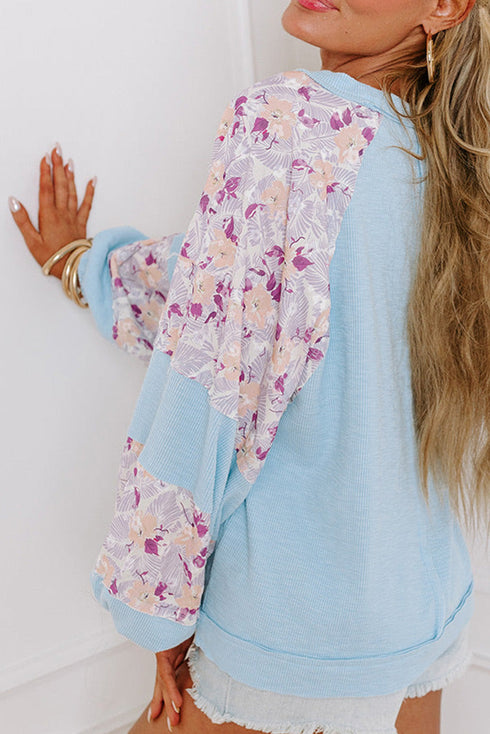 beau-blue-textured-floral-patchwork-balloon-sleeve-blouse