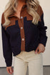 Multicolour Button Flap Detail Color Block Patchwork Corduroy Shacket