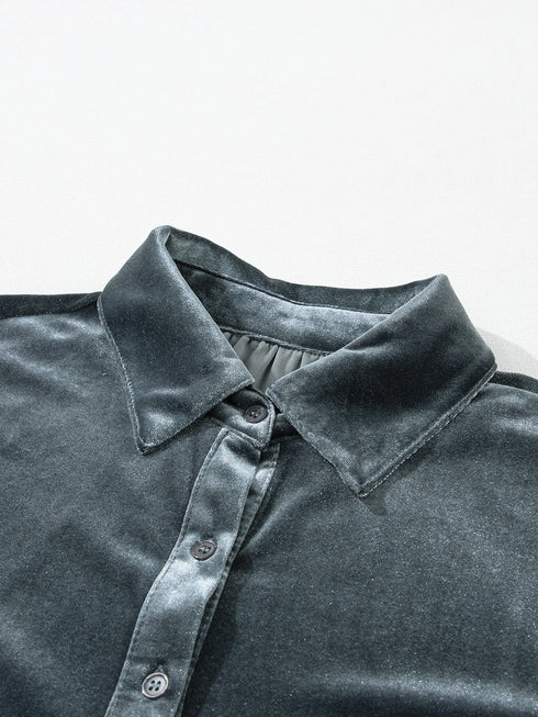 dark-grey-3-4-sleeve-tunic-babydoll-velvet-shirt