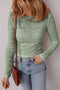 Smoke Green Semi Sheer Lace Long Sleeve Cropped Top