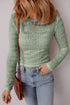Smoke Green Semi Sheer Lace Long Sleeve Cropped Top