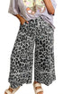 Gray Leopard Wide Leg Cropped Pants