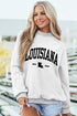 Light Grey LA Letter Print Reversible Double Wear Mock Neck Sweatshirt