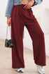 Burgundy Tied Elastic High Waist Pleated Detail Solid Sweatpants