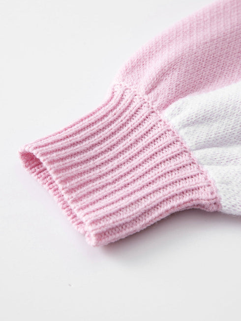 Pink Checkered Bishop Sleeve Sweater