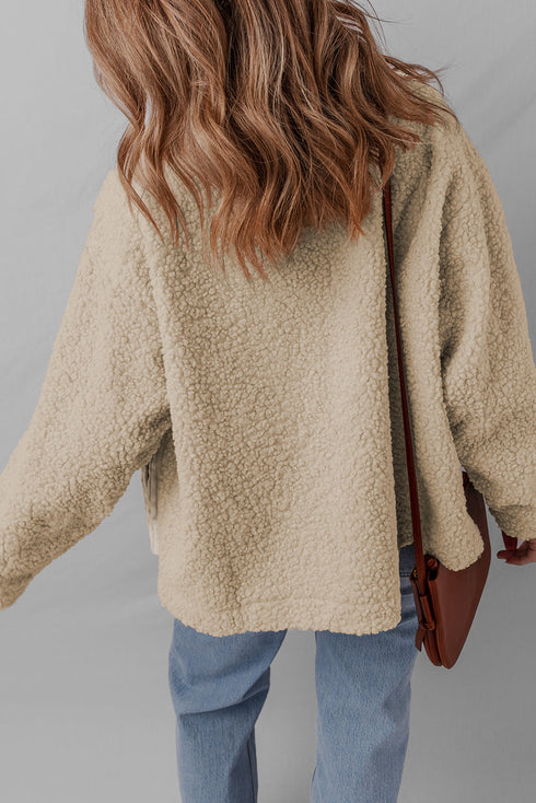 Parchment Zip Up Stand Collar Corduroy Sherpa Patchwork Jacket