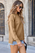 Light French Beige Front Center Seam Drop Shoulder Pullover Solid Sweater