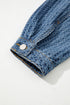 Blue Double Flap Pocket Denim Textured Button Down Jacket