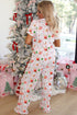 Pink Christmas Spirit Cute Holiday Print Short Sleeve Shirt and Pants 2pcs Pajama Set