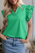 green v neck blouse