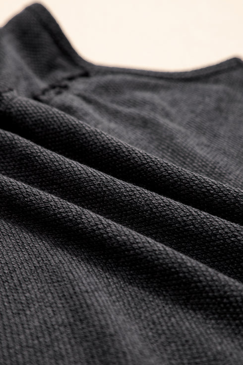 Dark Grey Tiered Frill Trim A-line Tank Top