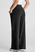 Black Seamed Drawstring High Waist Wide Leg Sweatpants