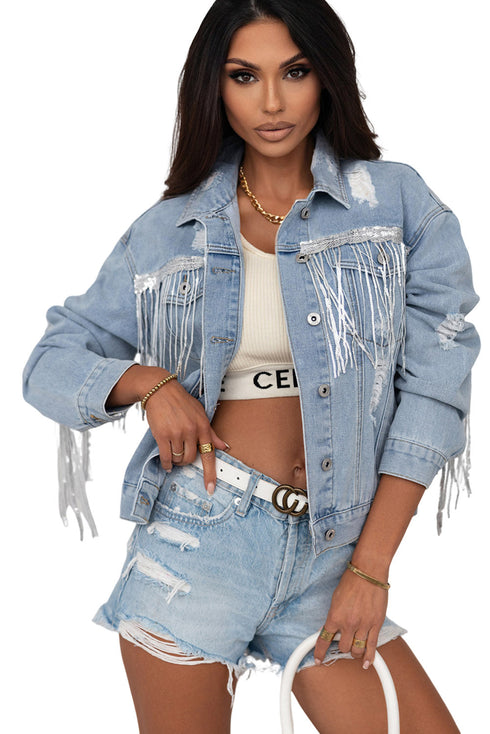 sky-blue-sequin-embellished-fringe-distressed-denim-jacket