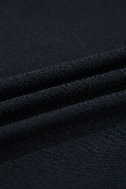 Black Asymmetric Shoulder Detail Short Sleeve Plus Size Maxi Dress