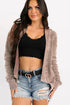 Chestnut Mineral Wash Exposed Seam Patchwork Knit Open Sweater Cardigan