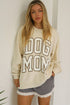 Beige Ribbed Texture DOG MOM Letter Print Oversize Sweatshirt