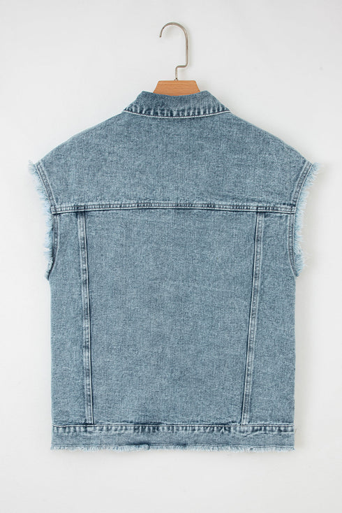 frayed denim vest