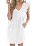 Babydoll Ruffle V Neck Crepe Mini Dress