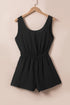Backless Black Knotted Sleeveless Romper with Elastic Waist