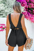 Backless Black Knotted Sleeveless Romper with Elastic Waist