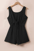 Backless Black Knotted Sleeveless Romper with Elastic Waist