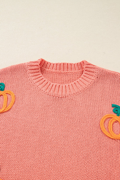 pumpkin embroidered sweater