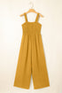 Ginger Smocked Sleeveless Wide Leg Jumpsuit with Pockets