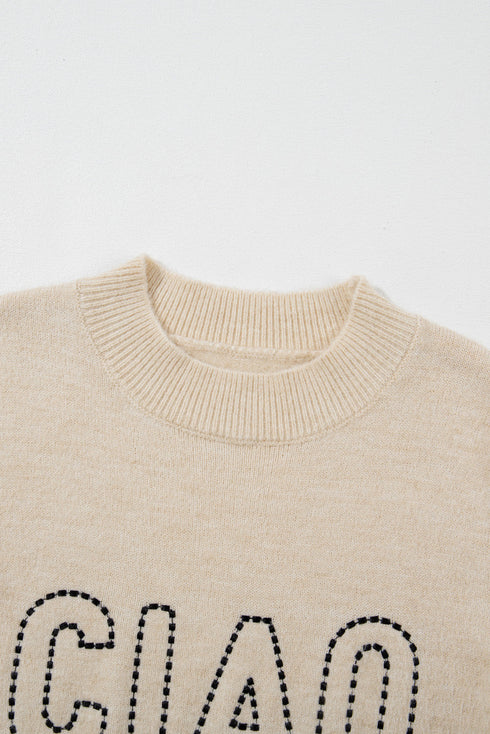 oatmeal-ciao-letter-graphic-crew-neck-sweater