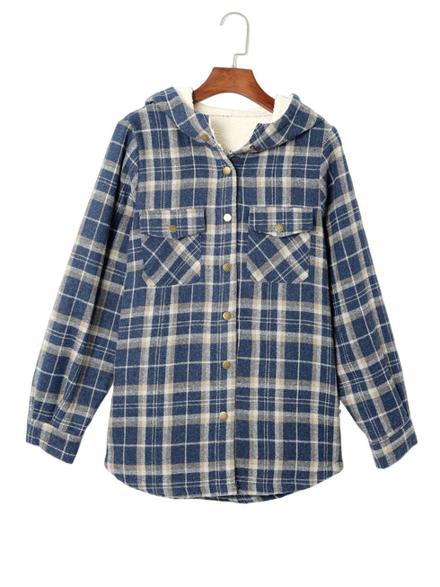 blue-plaid-pattern-sherpa-lined-hooded-shacket