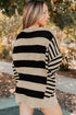 Black Stripe Drop Shoulder Sleeve Patchwork Baggy Sweater