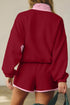 half button sweatshirt short set
