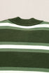 Green Stripe Drop Shoulder Buttons Cardigan Sweater