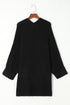 Black Oversized Fold Over Sleeve Open Front Cardigan