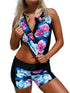 elegant-floral-zip-front-sporty-2pcs-tankini-swimsuit