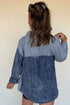 Myosotis Denim Mixed Stripe Patchwork Drop Shoulder Jacket
