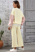 Apricot 2pcs Color Block Pullover Loose Pant Set