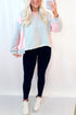 Light Grey Colorblock Raw Edge Casual Sweatshirt