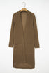 Camel Double Patch Pocket Striped Texture Knit Open Front Duster Cardigan