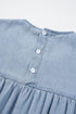 Beau Blue Denim Tiered A-line Dress with Ruffle Details