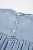 Beau Blue Denim Tiered A-line Dress with Ruffle Details