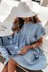 Beau Blue Denim Tiered A-line Dress with Ruffle Details