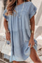 Beau Blue Denim Tiered A-line Dress with Ruffle Details