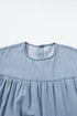 Beau Blue Denim Tiered A-line Dress with Ruffle Details