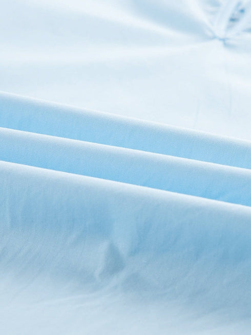 Beau Blue Elegant Cap Sleeve Blouse with Ric Rac Detail