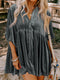 dark-grey-3-4-sleeve-tunic-babydoll-velvet-shirt